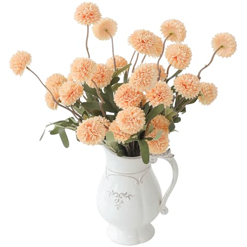 Floroom 6pcs Apricot Peach Faux Silk Mums Artificial Flowers, Bulk Fake Small Mini Chrysanthemums with Stems for DIY Wedding Centerpieces Floral Arrangements Vase Fillers Home Decorations - color: Apricot Peach, size: 6pcs