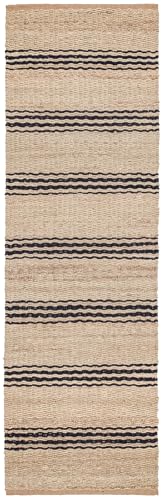 Dash & Albert Jute Ticking Indigo Handwoven Rug, 2.5 X 8 Feet, Blue Stripe Pattern - color: Jute Ticking Indigo, size: 2'6" x 8' (Runner)