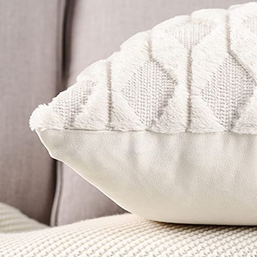 MADIZZ Set of 2 Soft Polyester Short Wool Velvet Decorative Throw Pillow Covers 12x20 inch Beige Rectangular Luxury Style Cushion Cases Pillow Shell for Sofa Bedroom - color: Cream Beige, size: 20" x 12" (Pack of 2)