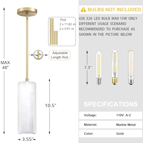 3 Pack 1 Light Hanging Kitchen Island Natural Polyhedral Alabaster Marble Pendant Ceiling Light Fixture,Modern Industrial Farmhouse Light Gold Finish Over Sink Restaurant bar Corridor - color: Gold 3.6" Round Marble, size: 3 Pack