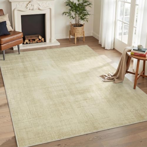 Joydeco 6x9 Area Rugs Classic for Living Room, Beige | Non Slip Machine Washable Low Pile for Bedroom Dining Room Home Office Pet & Child Friendly - color: Beige, size: 6' x 9' (Rectangular)