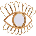 NUOBESTY Rattan Wall-Mounted Mirror 48x39cm Handmade Boho Decorative Vanity Mirror for Bedroom Entryway Woven Natural Fiber