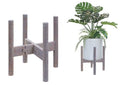 Adjustable Plant Stand, Antique Brush Grey (Pot & Plant Not Included) | Solid Acacia Wood, Stainless Steel Screws, Mid-Century Modern Indoor/Outdoor Planter Holder, - color: Antique Brush Grey