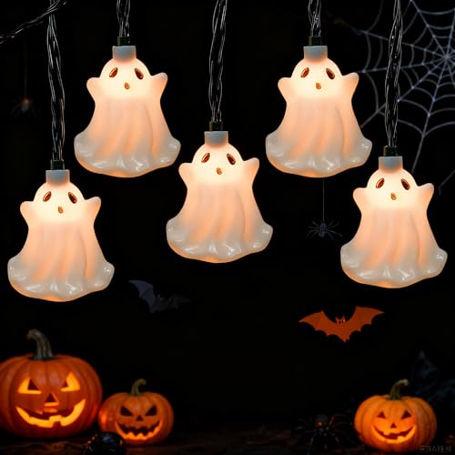 8.5FT Halloween Ghost String Lights Outdoor, Fairy Decorations Lights with 12 LED Bulbs, Waterproof Halloween Decor Hanging String Lights for Bedroom Yard Party Garden Window, Ghost - color: White Ghost