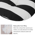FUNHOME 15"x15"x4" Bistro Chair Cushion Set of 2, Water Repellent Round Outdoor Chair Cushions with Ties, Patio Tufted Chair Pads for Home Garden (Black White Stripe) - color: Black White Stripe