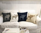 Animal Cotton Throw Pillow Covers Moose Pattren Embroidered 18x18 Inches for Couch Cushions Covers (White) - color: Moose-white