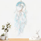 White and Cyan Dream Catcher with Tree of Life | Handmade, Wall Decor, Wall Hanging Ornament, Bedroom Living Room Home Decor
