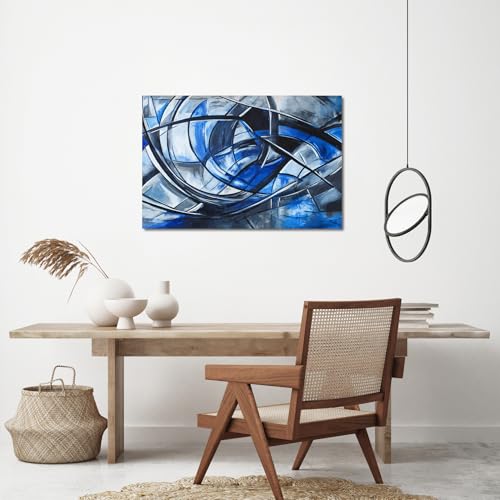 Abstract Wall Art Decor Modern Wall Art Pictures for Living Room Canvas Art Wall Decor Abstract Blue Wall Art Prints Artwork for Walls Black and White Wall Art Decorations Home Office Decor 24" X 36" - color: JYQ-01S, size: 36"L x 24"W