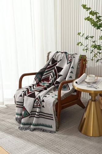 CLOTHKNOW Boho Throw Blankets 51''x 63'' Black White Azten Bed Blankets Reversible Southwest Navajo Blankets for Couch Sofa Bed Home Outdoor Beach Tent Travel Camping - color: Black White, size: 51''x 63''