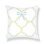 Hofdeco Premium Coastal Grandmillennial Patio Indoor Outdoor Throw Pillow Cover Only, 20"x20" Water Repellent for Backyard, Couch, Poolside, Grass Green Embroidered Ribbon Bow Tie on Leaves - color: Grass Green Ribbon Bow Tie on Leaves 20"x20"