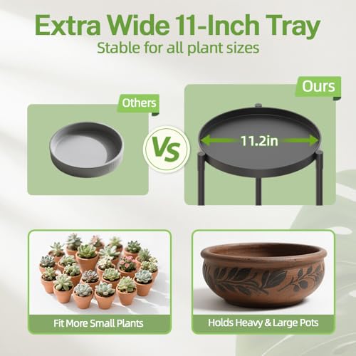iDavosic.ly 2 Tier Corner Plant Stand Indoor, Tall Vertical Metal Flower Heavy Duty Pot Holder Shelf Outdoor for Patio Porch Living Room, Modern Black - Round - color: Pure Black, size: 2 Tiers