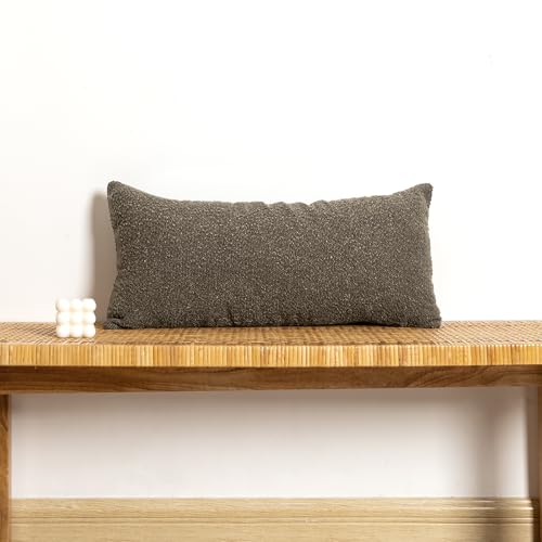 JoraLion 16x24 inch Boucle Lumbar Pillow Cover, Brown Woven Texture Neutral Long Pillow Cover Breathable Cushion Case for Couch Sofa Bed Living Room Home Decor (Cover Only) - color: Brown, size: 24" x 16" (Pack of 1)