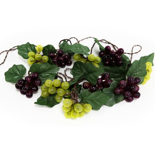 Grape Vine String Lights, 100 LED Grape Lights, Fruit String Lights for Kitchen, Wine Cabinet, Home Decoration, 10 Cluster Purple and Green Grapes Christmas Lights (Green & Purple)