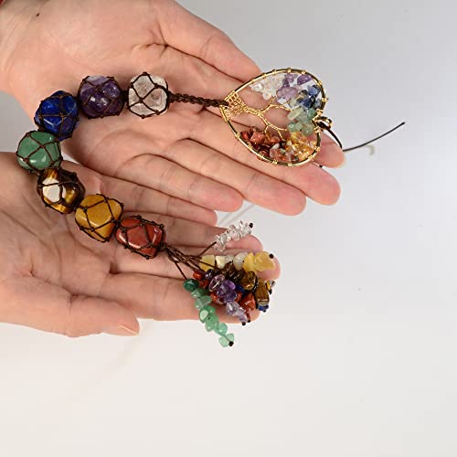 Handmade Crystal Window Car Hanging Ornaments 7 Chakra Home Decoration Feng Shui Ornament Car Decoration Christmas Decorations Ornaments (Chakra- Heart Shape) - color: A-style 12