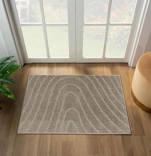 LUXE WEAVERS Modern Geometric Wave Taupe 2x3 Area Rug - color: Taupe, size: 2' x 3' (Rectangular)