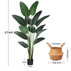Ferrgoal 6Ft Artificial Bird of Paradise Plant with 13 Trunks, Potted Faux Tropical Palm Tree with Seagrass Basket for Indoor & Outdoor Home Office Décor - size: 6ft