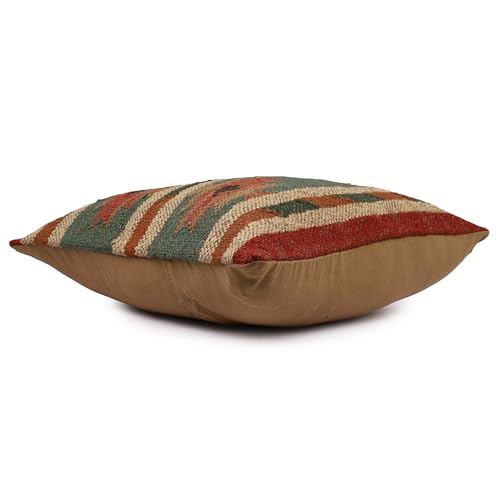 Jaipur Kilim Rugs Wool Pillow Cover Kilim Pillow Case Indian Handwoven Rug Cushion Cover 18x18 Inches Boho Home Decor Vintage Cushion Case Oriental Cushion Cover Decorative Throw Pillows Sham - color: Pattern 05