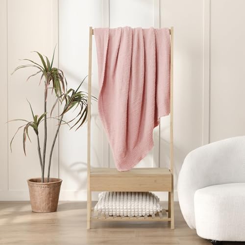 JOOJA Light Pink Throw Blanket, Soft Fluffy Fuzzy Knit Blanket for Couch Bed Sofa, Cozy Plush Warm Blanket for Bedroom Living Room, Spring Home Decor, 50x60 Inches - color: Pink, size: 50x60