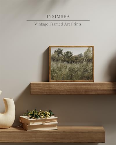 InSimSea Framed Canvas Wall Art Vintage Decor, Small Canvas Wall Art, Living Room Desk Decor, Vintage Farmhouse Wall Decor for Bedroom Living Room, Ready to Hang Wall Artwork, 8"x10" - color: Grassland, size: 10"L x 8"W
