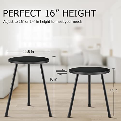 KINNARY Plant Stand Indoor, Mid Century Wood Plant Stand Black Plant Table for Flower Pots, Tall Metal Plant Holder, Modern Home Decor Small Round Side End Table (11.8"x16") - color: Black 11.8"x16"