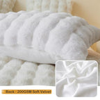 LIFEREVO Fluffy Faux Rabbit Fur Body Pillow Cover, Luxury Bubble Waffle Shaggy Plush Bed Body Pillowcase with Zipper Closure, Long 20"x54" Fuzzy Furry Pillow Case for Adults Kids Girls Teens, White - color: White