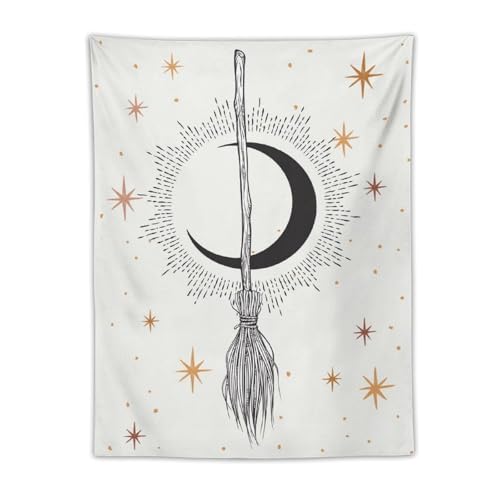 DDCBNS Moon Tapestry,Witchy Starry Night Tapestry Bohemian Style White Tapestry Wall Hanging Home Décor for Girls Bedroom Living Room Dorm Wall Décor W30 x 40" H - color: Bohemian Style_02, size: 40"L x 30"W