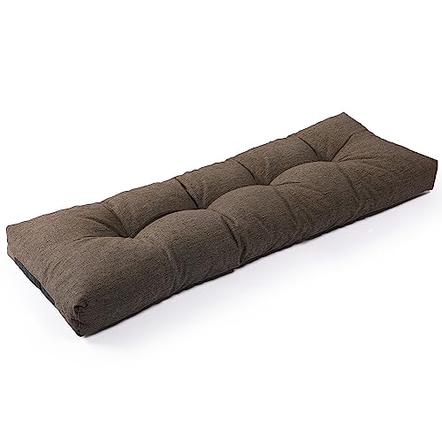 SUNROX LokGrip Non Slip Tufted Memory Foam Bench Cushion, FadeShield Water Resistant Durable Thicken Outdoor/Indoor Bench Seat Pads 59x16x4 inch, Heather Chestnut - color: Heather Chestnut, size: 59x16 Inch (Pack of 1)