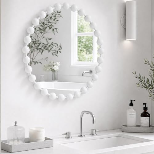Madison Park 27 inch White Round Mirror, Round Mirrors for Wall Decor, Metal Frame Circle Mirrors for Bathroom, Living Room, Circle Wall Metal Art Mirror - color: White, size: 27"L x 27"W