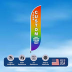 Custom Feather Flag by Dreamcontroller - Personalized Swooper Flag with Your Photo, Text or Logo | Optional Add-On Pole (8.2ft) and Crossbase | Made in USA | Fast Delivery | HD Print | 8.2x1.6ft - color: Feather Flag +/– Crossbase Kit Custom