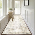 Capslpad 2.6x7 Light Beige Abstract Hallway Runner, Ultra Soft Fabric Washable Runner Rug, Non-Slip Rubber Backing, Stain Resistant Low Pile Runners for Hallways, Kitchen, Entryway, Bedroom, Laundry - color: Beige, size: 2'6" x 8' (Runner)
