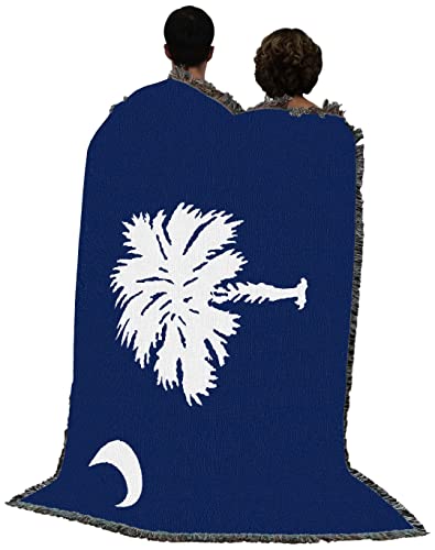 Pure Country Weavers South Carolina State Flag Blanket - Palmetto Moon Blue - Gift Tapestry Throw Woven from Cotton - Made in the USA (72x54)