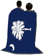 Pure Country Weavers South Carolina State Flag Blanket - Palmetto Moon Blue - Gift Tapestry Throw Woven from Cotton - Made in the USA (72x54)