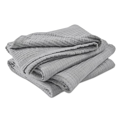 EMME Cotton Muslin Twin Blanket Breathable Gauze Soft Lightweight Blankets Adults Gifts for Women (Heather Grey, 60"x80") - color: 04 - Grey, size: Twin (60" X 80")