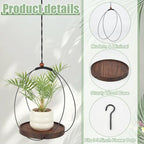 4pcs Circle Plant Hanger, Adjustable Height Hanging Planters with Sturdy Wooden Base & Planter Basket Holder, Modern Boho Flower Pot Plant Display Decor for Indoor Wall Ceiling Window
