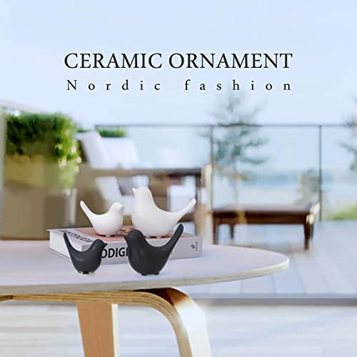 Notakia Small Birds Statues Black Modern Farmhouse Decor Deals, Farmhouse Decor for Kitchen Counter, Bathroom Shelf, Living Room, Office Sculpture, Knick Knacks for Shelves - color: White 2pcs Black 2pcs
