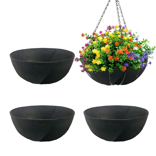4 Pack 16 Inch Fabric Planter Basket Liner- Felt Flower Pot Liners Replacement Coco Fiber Liner for Hanging Basket Flowers Round Hanging Basket Liners Prevent Birds from Nesting - size: 4pack-16inch