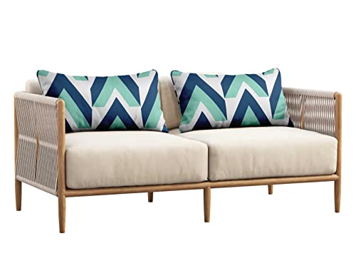 Indoor/Outdoor Polyester Fabric Lumbar Pillow Cover, All-Weather Waterproof Rectangular Cushion Case for Patio Furniture, 12 x 18 Set of 2 - Abstracts-41 - color: Royal Blue, size: 18" x 12" (Pack of 2)