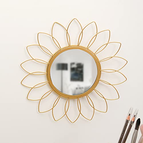 Gold Mirrors for Wall - Metal Sunburst Wall Mirror Room Decor & Home Decor, Boho Mirror Wall Decor Gifts for Women & Moms (Small, Flower) - color: Flower, size: 12"L x 2"W