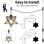 AECBUY, Clear PVC Star Ceiling Hanging Droplight Retro Style Black Metal Pendant Lamp Industrial Plug in Light to for Dining Room Living Bedroom, ddct210929B04 - color: Black-transparent