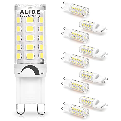 ALIDE G9 Led Bulbs 3W Dimmable 6000K Daylight White Replace 20W 25W 30W Halogen Equivalent, AC120V T4 Clear G9 Bi-pin Led Bulbs for Chandelier Pendant Wall Home Lighting,300LM,360Deg,10Pack - color: 3w 6000k Daylight
