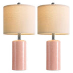 G-SAFAVA 20.5" Small Table Lamps for Living Room Lamp Set of 2 Ceramic Lamps for Bedroom Bedside Lamps Modern Boho Lamps for Night Stands Farmhouse Nightstand Lamp Side End Table Lamp, Pink - color: Pink