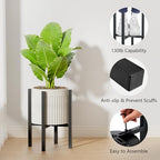 Linpla Adjustable Metal Plant Stand Indoor Outdoor - Fits 8 to 12 Inches Pots - Mid Century Modern Planter Stand Single Floor Flower Pot Holder Home Decor for Gardening Gifts