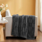 Snuggle Sac Faux Fur Checkered Blanket Twin Size with Soft Knitted Microfiber Fabric,Cozy Soft Warm Blanket for Sofa Bedroom Living Room,Solid Dark Grey,60x80 inches - color: Solid Dark Grey, size: Twin(60"x80")
