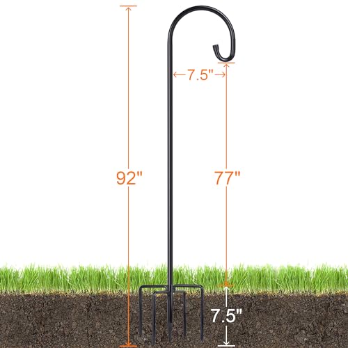 Shepherd-Hooks Adjustable for Bird-Feeder Lantern Plant-Hook Garden-Stake - Plant Stand Hanger for Outdoor Flower Basket, Bird Feeder Hanger Weddings Décor - size: 92 INCH, style: B-2 Pack