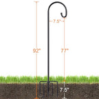 Shepherd-Hooks Adjustable for Bird-Feeder Lantern Plant-Hook Garden-Stake - Plant Stand Hanger for Outdoor Flower Basket, Bird Feeder Hanger Weddings Décor - size: 92 INCH, style: B-2 Pack