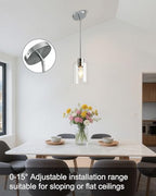 Chrome Pendant Lights Kitchen Island - Clear Glass Pendant Light Fixture Multiple Stems Rods 3 Units 12 Inch 3 Units 4 Inch (1 Pack Chrome Downrod) - color: Chrome 1PK
