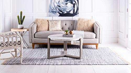 Unique Loom Chindi Cotton Collection Soft Hand Woven Natural Fiber Striped Area Rug, 2 ft 2 in x 3 ft in, Gray/Ivory - color: Gray/Ivory, size: 2'2" x 3' (Rectangular)