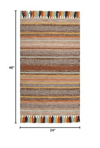 SAFAVIEH Montauk Collection Accent Rug - 2'6" x 4', Brown & Multi, Handmade Boho Stripe Fringe Cotton, Ideal for High Traffic Areas in Entryway, Living Room, Bedroom (MTK901H) - color: Brown/Multi, size: 2'6" x 4' (Rectangular)
