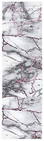 SAFAVIEH Craft Collection Runner Rug - 2'3" x 8', Grey & Wine, Modern Abstract Design, Non-Shedding & Easy Care, Ideal for High Traffic Areas in Living Room, Bedroom (CFT877S) - color: Grey/Wine, size: 2'3" x 8' (Runner)