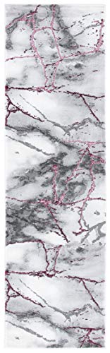 SAFAVIEH Craft Collection Runner Rug - 2'3" x 8', Grey & Wine, Modern Abstract Design, Non-Shedding & Easy Care, Ideal for High Traffic Areas in Living Room, Bedroom (CFT877S) - color: Grey/Wine, size: 2'3" x 8' (Runner)